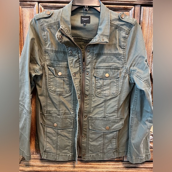 Kensie utility jacket Sz M army green cargo zipper button up fall winter casual - Picture 3 of 6